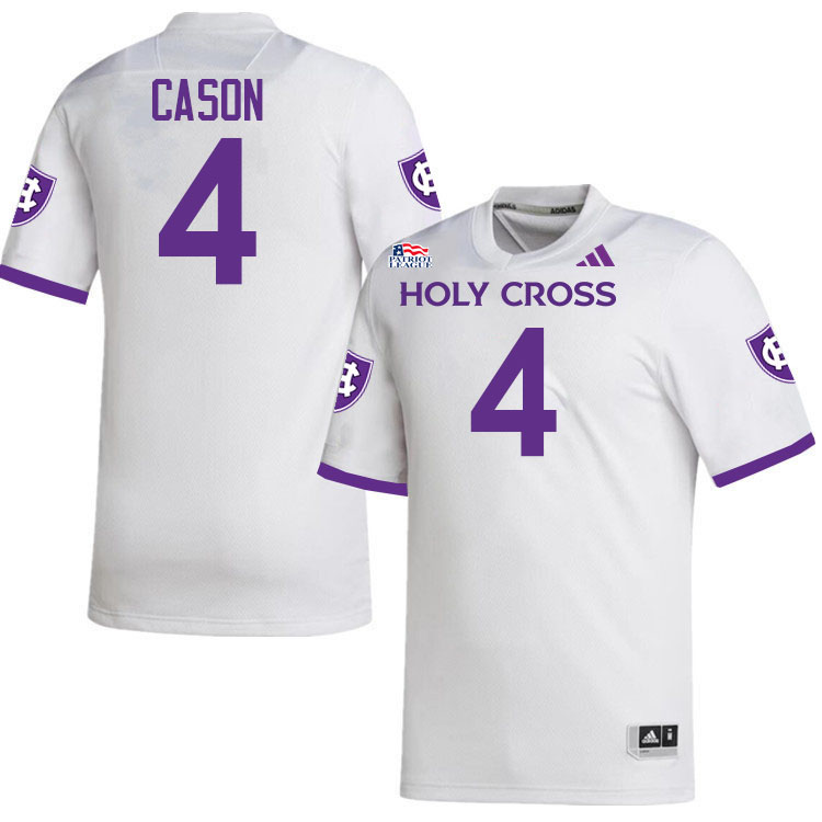 Holy Cross Crusaders #4 Alijah Cason College Football Jerseys,Uniforms-White